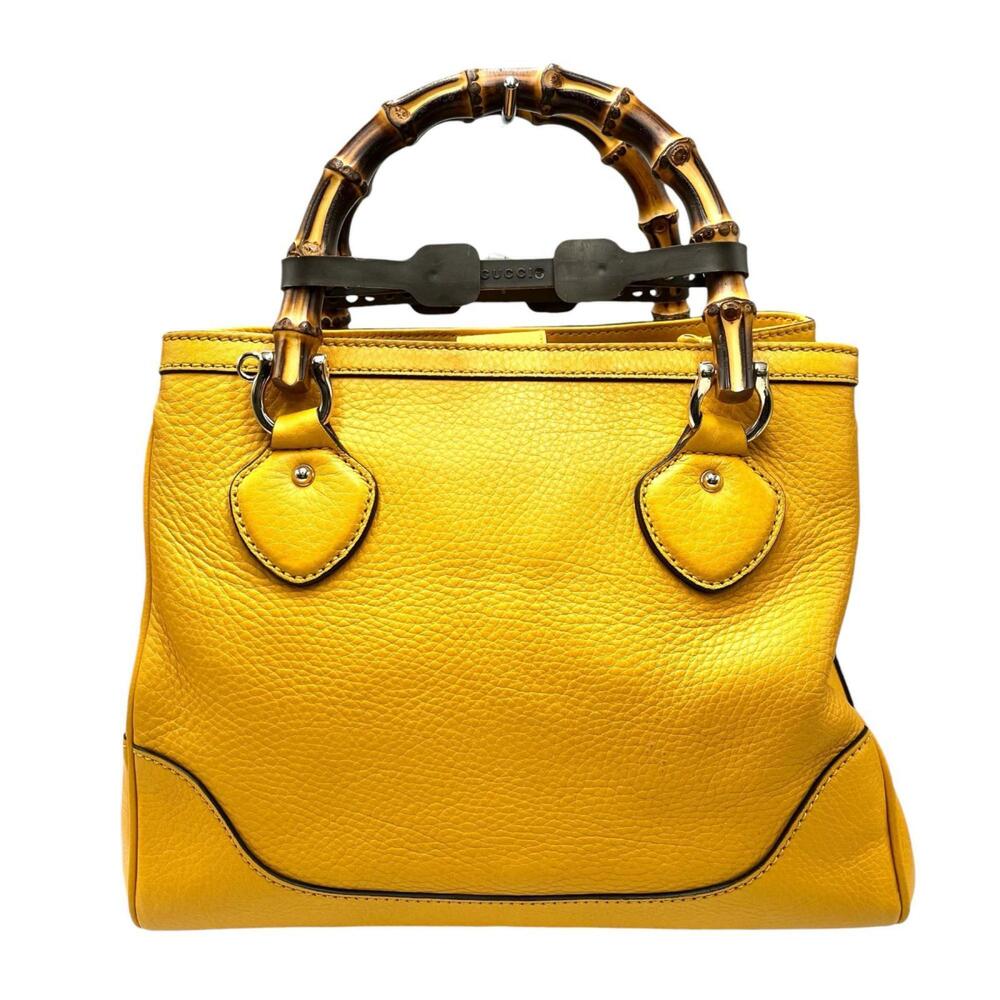 GUCCI Yellow Leather Bamboo Bag - Picture 2 of 10